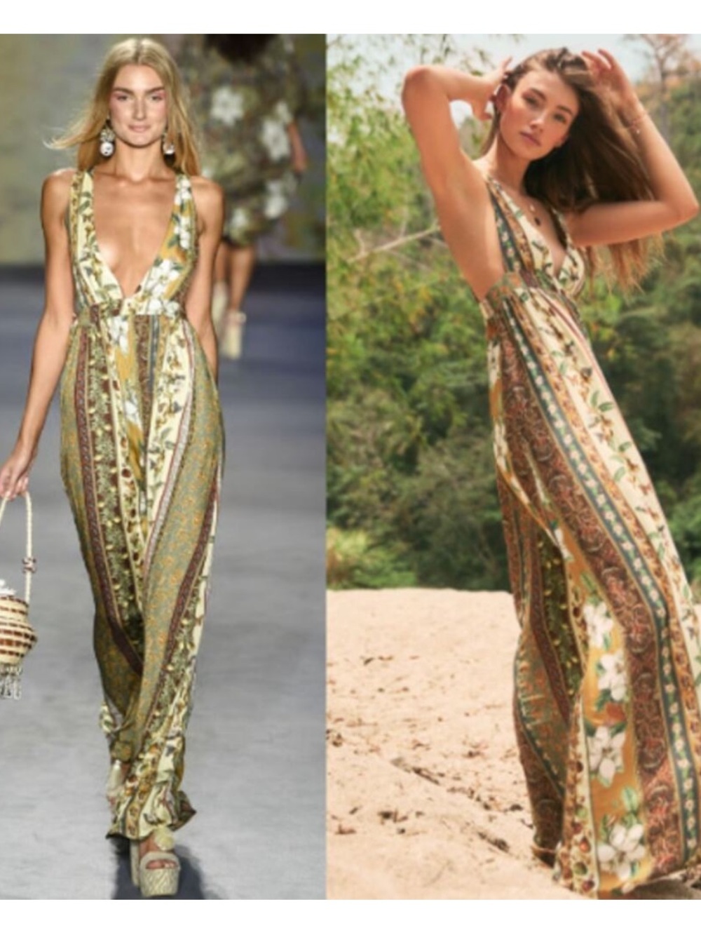 GORGEOUS AGUA BENDITA EVERGREEN STORY NATURALIA MAXI DRESS M - Picture 1 of 14